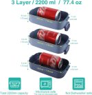 OITUGG Uzsonnásdoboz - 3 szintes uzsonnásdoboz felnőtteknek - 2200 ml-es Bento doboz, evőeszközökkel és 3 állítható rekesszel