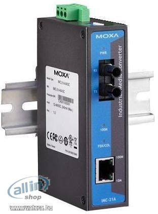 Moxa IMC-21A-M-ST - Fiber média átalakító - 100Mb LAN - 10Base-T, 100Base-FX, 100Base-TX - RJ-45 / S