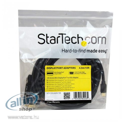 StarTech.com adapter , Mini DisplayPort VGA-hoz 4,5 m, Mdp-VGA, 1920x1200, fekete