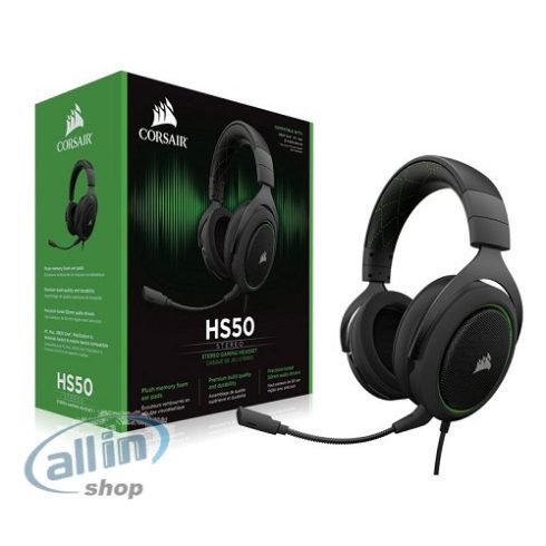 CORSAIR HS50 - Stereo Gaming Headset Zöld Fejhallgató