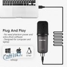ZINGYOU ZY-UA1 kondenzátor USB-mikrofon Kit podcasting, játékokhoz, YouTube streameléshez