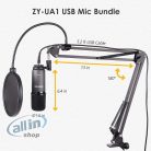 ZINGYOU ZY-UA1 kondenzátor USB-mikrofon Kit podcasting, játékokhoz, YouTube streameléshez