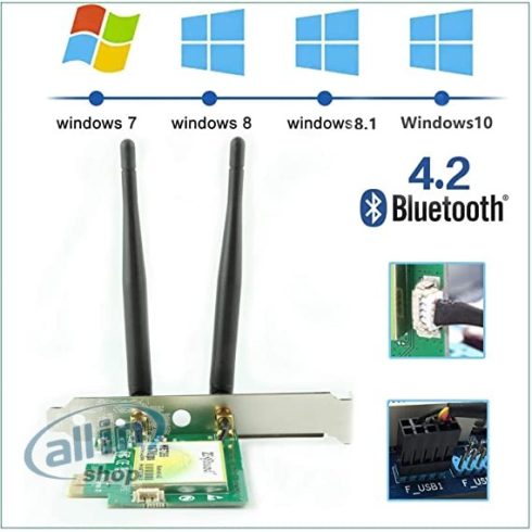 Ziyiutod AC1200 Bluetooth 4.2 PCIe WLAN kártya