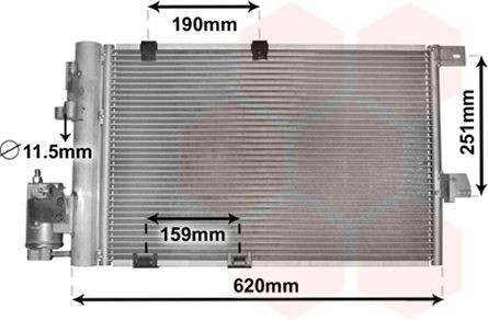 VAN WEZEL 37005251 Kondenzátor, klímaszárítóval, Alumínium, 530mm