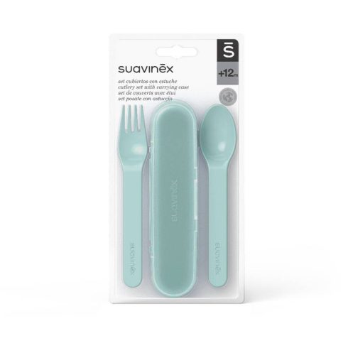 Suavinex Go Natural Cutlery Set,+12m -zöld