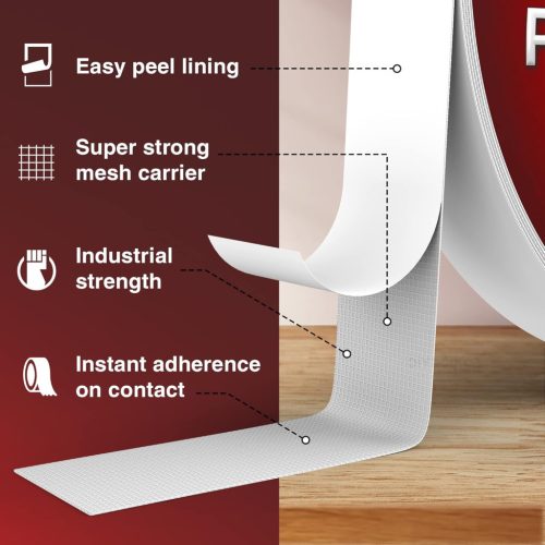 DIY Doctor kétoldalas ragasztószalag 21 mm x 20 m – Extra erős és tartós – Ideális otthoni és professzionális használatra