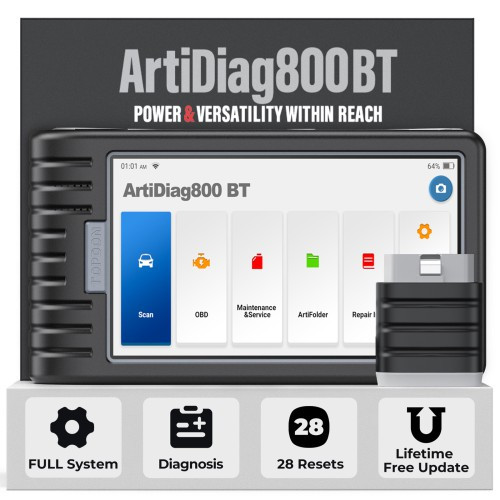 TOPDON ArtiDiag 800 BT többmárkás automatikus tesztelő diagnosztikai interfész, 5,99 " kijelző, 2 GB RAM, 32 GB, Wi-Fi, magyar nyelvű menü, 28 szolgáltatási funkció, ingyenes frissítések 