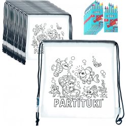   Partituki Party Bag Gyerek Születésnapi táskák Fesnivalók, 7 színes ceruza 20 db-os  készletek Kis ajándékok egy gyerekbulira.