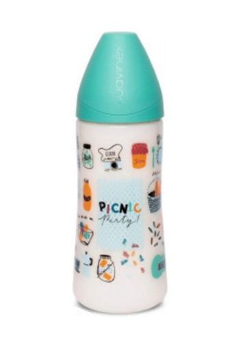 Suavinex Picnic  360 ml-es cumisüveg , +6 hónap, anatómiai latex cumi, több színben