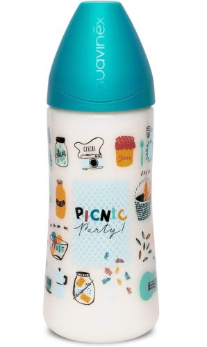 Suavinex Picnic  360 ml-es cumisüveg , +6 hónap, anatómiai latex cumi, több színben
