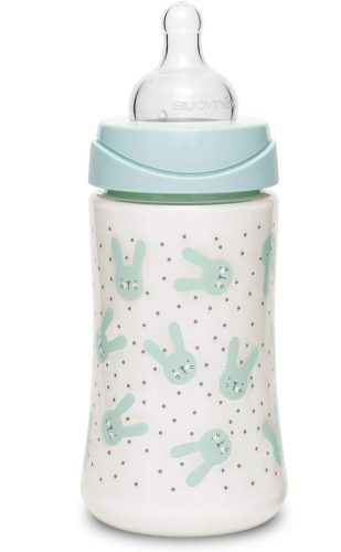 Suavinex Premium kerek szilikon cumi, 3 pozíció, 0% BPA, 270 ml, nyúl zöld