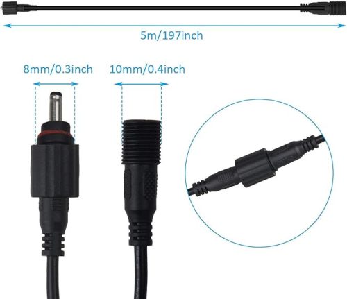 CORESLUX 2 db-os csomag 5 m-es hosszabbító kábel,  IP65 vízálló,