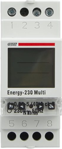 VEMER VE429700 Modell ENERGY-230 Több egyfázisú energiamérő aktív energiához max. 40A. DIN sínre szerelhető