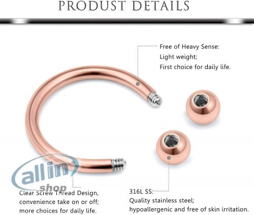 AceFun Septum Piercing 16G patkógyűrűk cseregolyókkal  gyűrűkészlet  sebészeti acél 8 mm