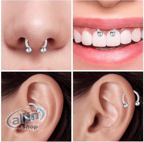 AceFun Septum Piercing 16G patkógyűrűk cseregolyókkal  gyűrűkészlet  sebészeti acél 8 mm