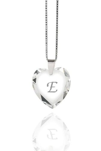 Gyermek nyaklánc 925 Sterling ezüst Swarovski szívkristály "E"betű