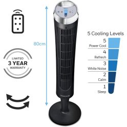   Honeywell QuietSet toronyventilátor (5 sebességbeállítás, 75°-os oszcilláló, időzítő,távirányító (HY254)