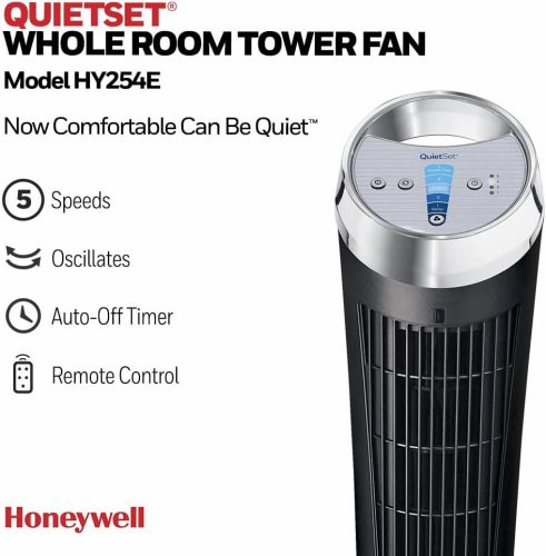 Honeywell QuietSet toronyventilátor (5 sebességbeállítás, 75°-os oszcilláló, időzítő,távirányító (HY254)
