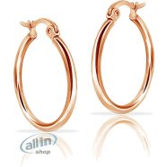   Hoops & Loops közepesen kerek fülbevaló, 925 sterling  ezüst, 2 mm széles, rose gold aranyozott  ,15 mm