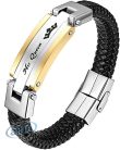 Flongo partner BFF karkötő bőr rozsdamentes acél ,fekete ezüst arany ,fonott bőrszíj a királynője  gravírozásával