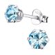 JEWELRY Palace Női fülbevaló 925 ezüst, világoskék  kerek cirkónia, szegfülbevaló 5 mm-es