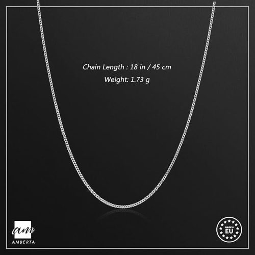 Amberta® Gioielli  -925 Sterling Silver női szegélyláncos lánc 1,1 mm széles 45 cm hosszú