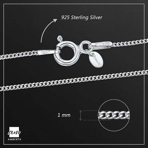 Amberta® Gioielli  -925 Sterling Silver női szegélyláncos lánc 1,1 mm széles 45 cm hosszú
