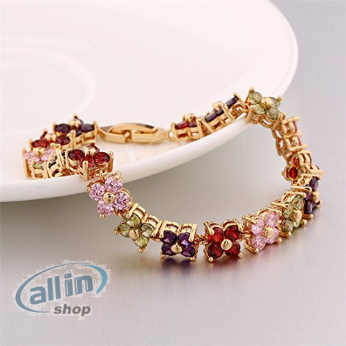 GULICX női aranyozott réz osztrák kristály női tenisz karkötő többszínű