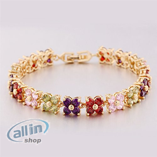 GULICX női aranyozott réz osztrák kristály női tenisz karkötő többszínű