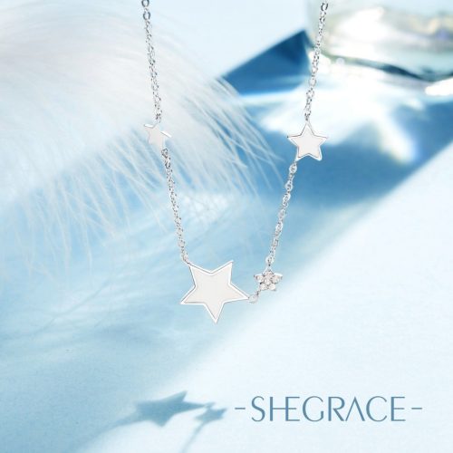 SHEGRACE csillag nyaklánc, 925 sterling ezüst nyaklánc nőknek zománcozott csillagokkal