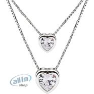   B.Catcher kettős láncú női nyaklánc  925 sterling ezüst ,köbös cirkónia szív  medál 