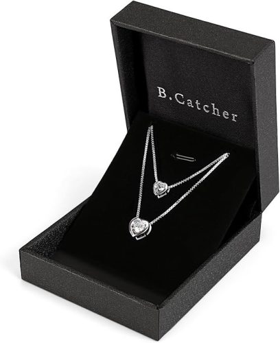 B.Catcher kettős láncú női nyaklánc  925 sterling ezüst ,köbös cirkónia szív  medál 