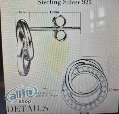 ZENI 925 Sterling ezüst kör alakú fülbevaló női cirkónia kővel, hipoallergén ajándékdobozzal