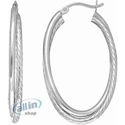   Diamond Sphere Sterling ezüst fehér lengyel Rohdium kivitelű kétsoros, kerek, csavart karikás fülbevaló