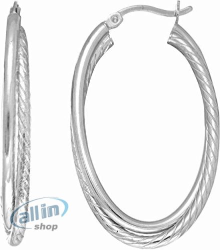 Diamond Sphere Sterling ezüst fehér lengyel Rohdium kivitelű kétsoros, kerek, csavart karikás fülbevaló