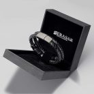 SERASAR Premium  fekete  bőr karkötő ,mágneses kapocs(17 cm)