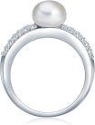 Valero Pearls Gyűrű sterling 925 ezüst cirkónia kövekkel és,édesvízi tenyésztett gyönggyel ,58 méret