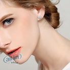B.Catcher  női  925 ezüst fülbevaló szív nyelvű cirkónia édesvízi tenyésztett gyöngy 