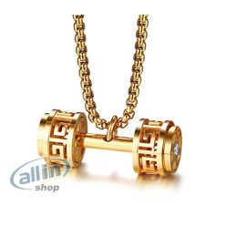   VNOX Férfi rozsdamentes acél üreges súlyzós függő nyaklánc,gold