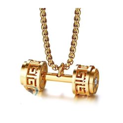   VNOX Férfi rozsdamentes acél üreges súlyzós függő nyaklánc,gold