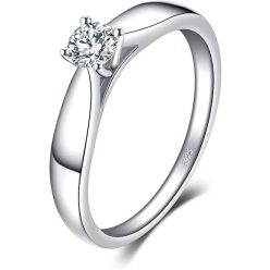   Jewelry Palace fehér aranyozott 925 Sterling ezüst , Class Solitaire eljegyzési gyűrű ,CZ kő(56-os)