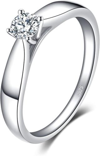 Jewelry Palace fehér aranyozott 925 Sterling ezüst , Class Solitaire eljegyzési gyűrű ,CZ kő(56-os)