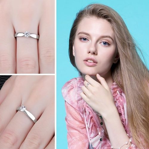 Jewelry Palace fehér aranyozott 925 Sterling ezüst , Class Solitaire eljegyzési gyűrű ,CZ kő(56-os)