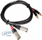 Cordial CFU 1,5 FC Unbalanced Twin 1,5m fekete 2x XLR anya - 2x RCA apa kábel-Gyári csomagolás nélkül