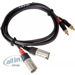   Cordial CFU 1,5 FC Unbalanced Twin 1,5m fekete 2x XLR anya - 2x RCA apa kábel-Gyári csomagolás nélkül