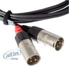 Cordial CFU 1,5 FC Unbalanced Twin 1,5m fekete 2x XLR anya - 2x RCA apa kábel-Gyári csomagolás nélkül