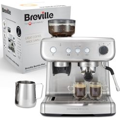   Breville Barista Max eszpresszógép | Latte és cappuccino kávéfőző beépített babdarálóval és gőzpálcával | 2,8 literes víztartály | 15 bar olasz szivattyú | Rozsdamentes acél 1x HASZNÁLT