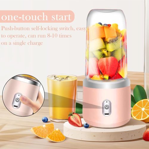 UQTUKO hordozható turmixgép, 400 ml-es turmixkészítő utazási fedéllel Fresh Juice Mixer USB mini mixer 6 pengés 