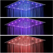   JUNSHENG LED-es esőztető zuhanyfej, nagy nyomású, ultravékony.20x20cm