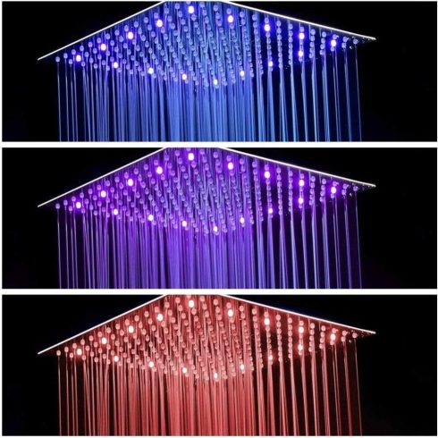 JUNSHENG LED-es esőztető zuhanyfej, nagy nyomású, ultravékony.30x30cm